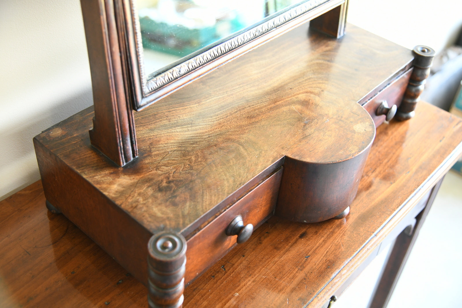 Antique Mahogany Toilet Mirror