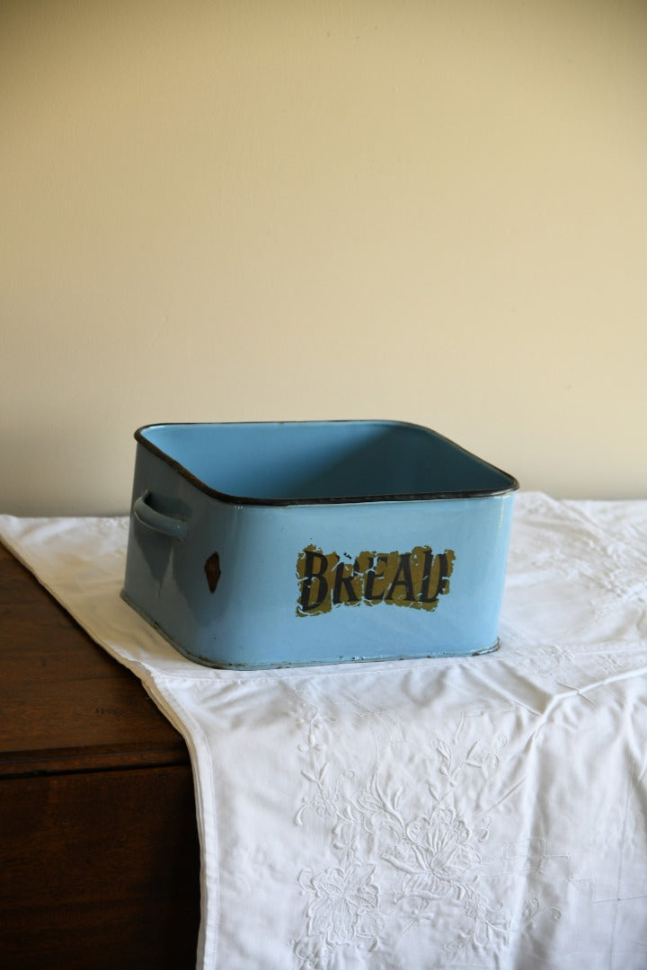 Vintage Blue Enamel Bread Bin