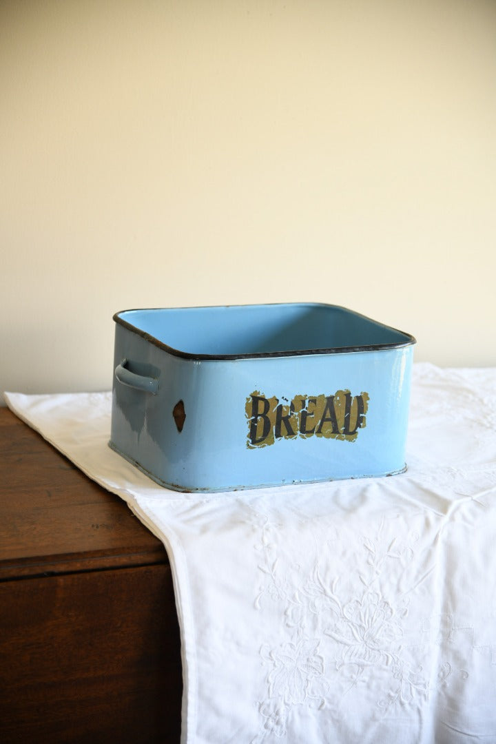 Vintage Blue Enamel Bread Bin