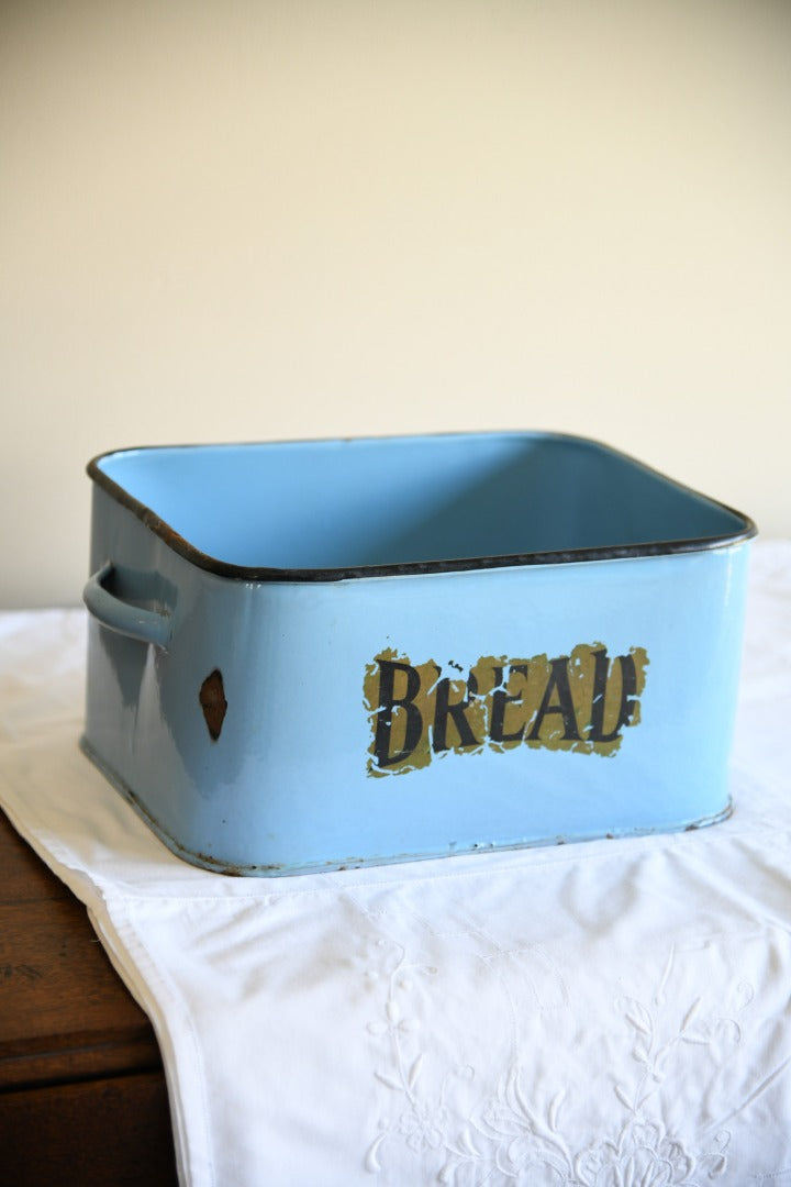 Vintage Blue Enamel Bread Bin