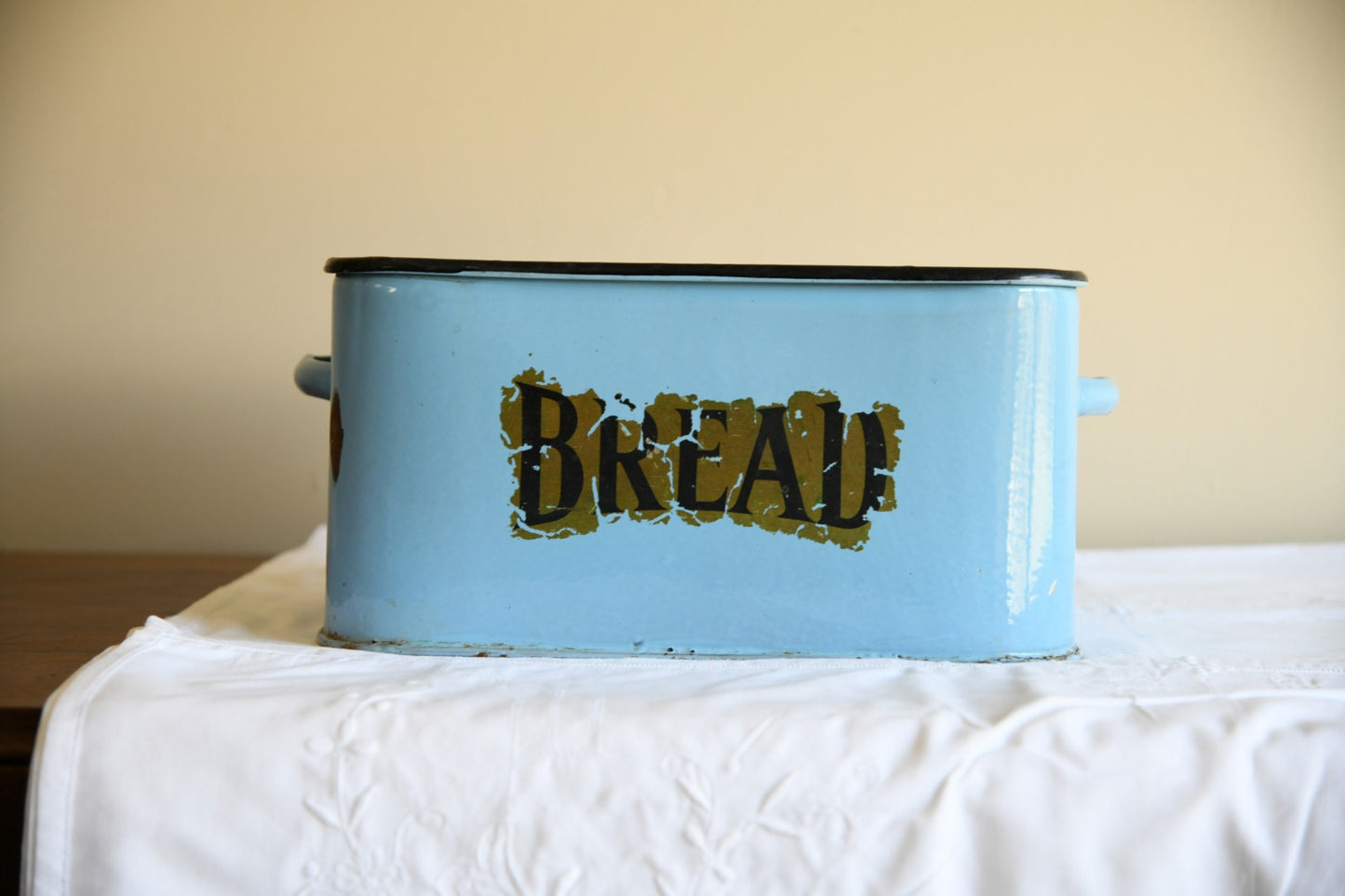 Vintage Blue Enamel Bread Bin