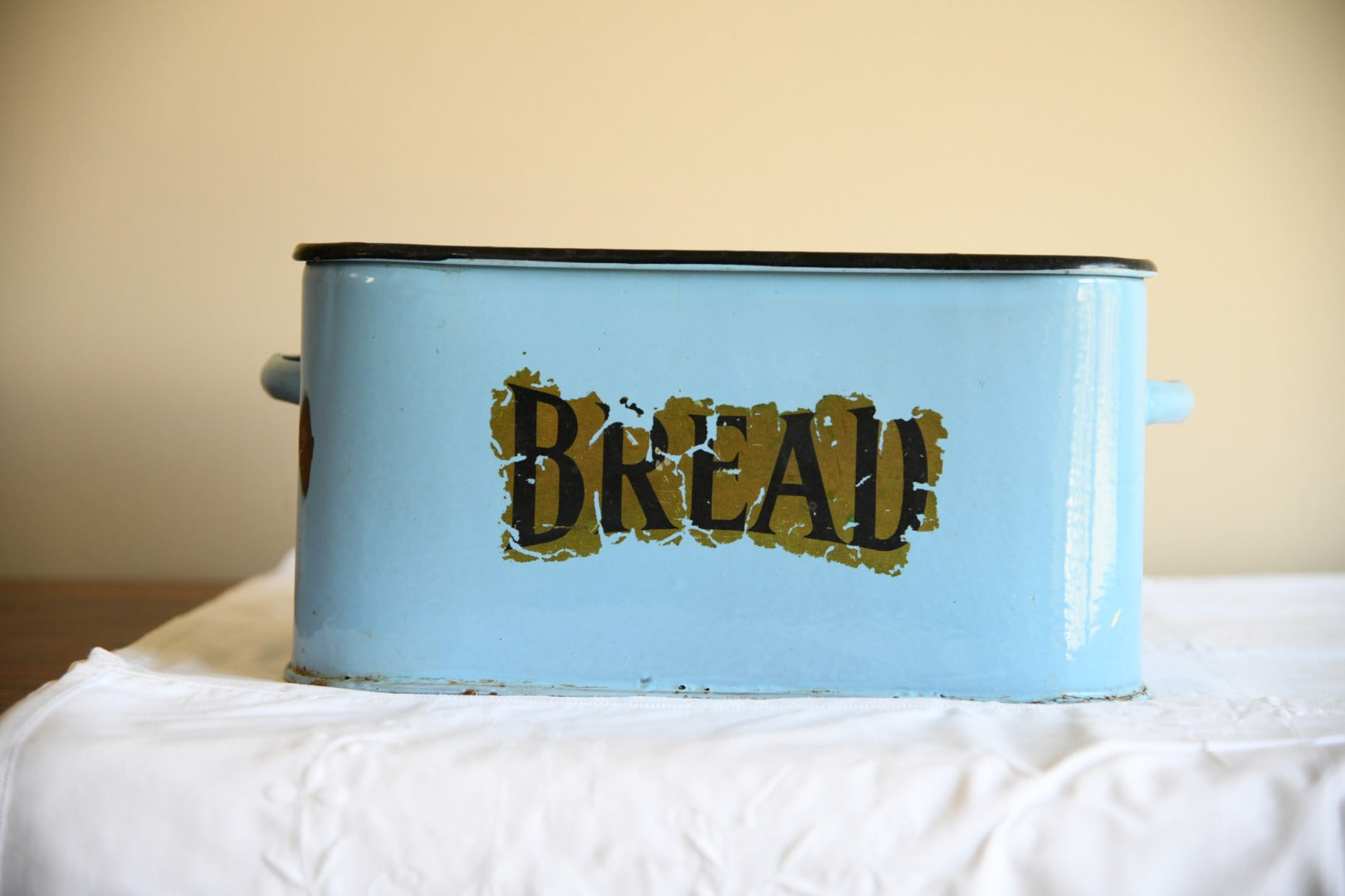 Vintage Blue Enamel Bread Bin