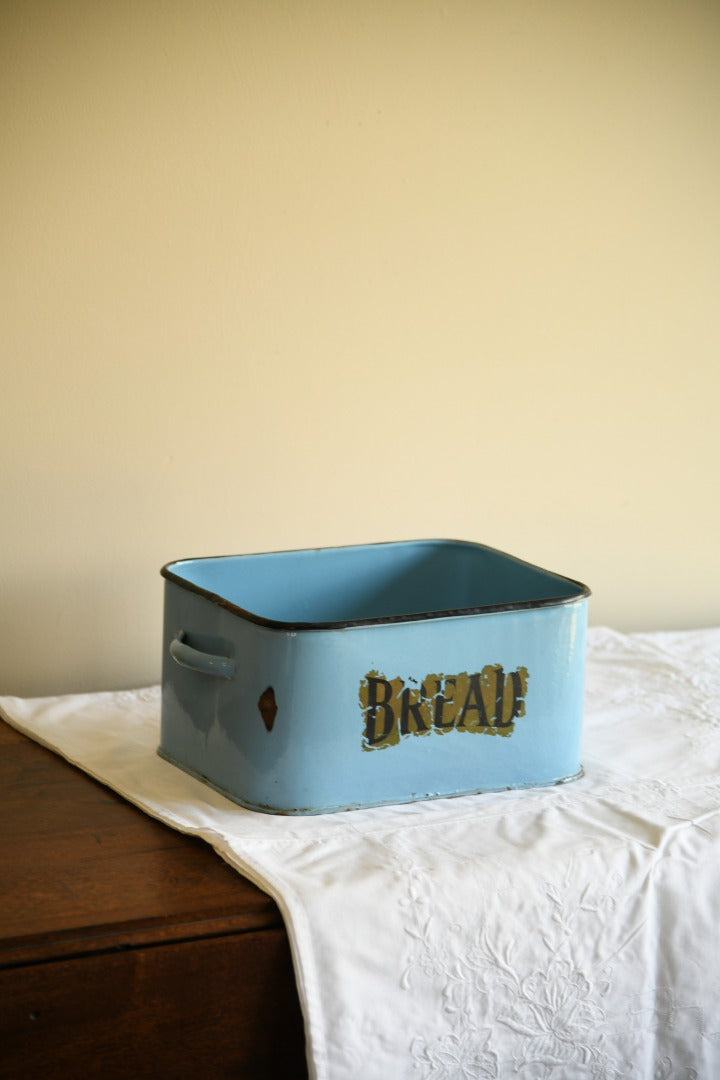 Vintage Blue Enamel Bread Bin