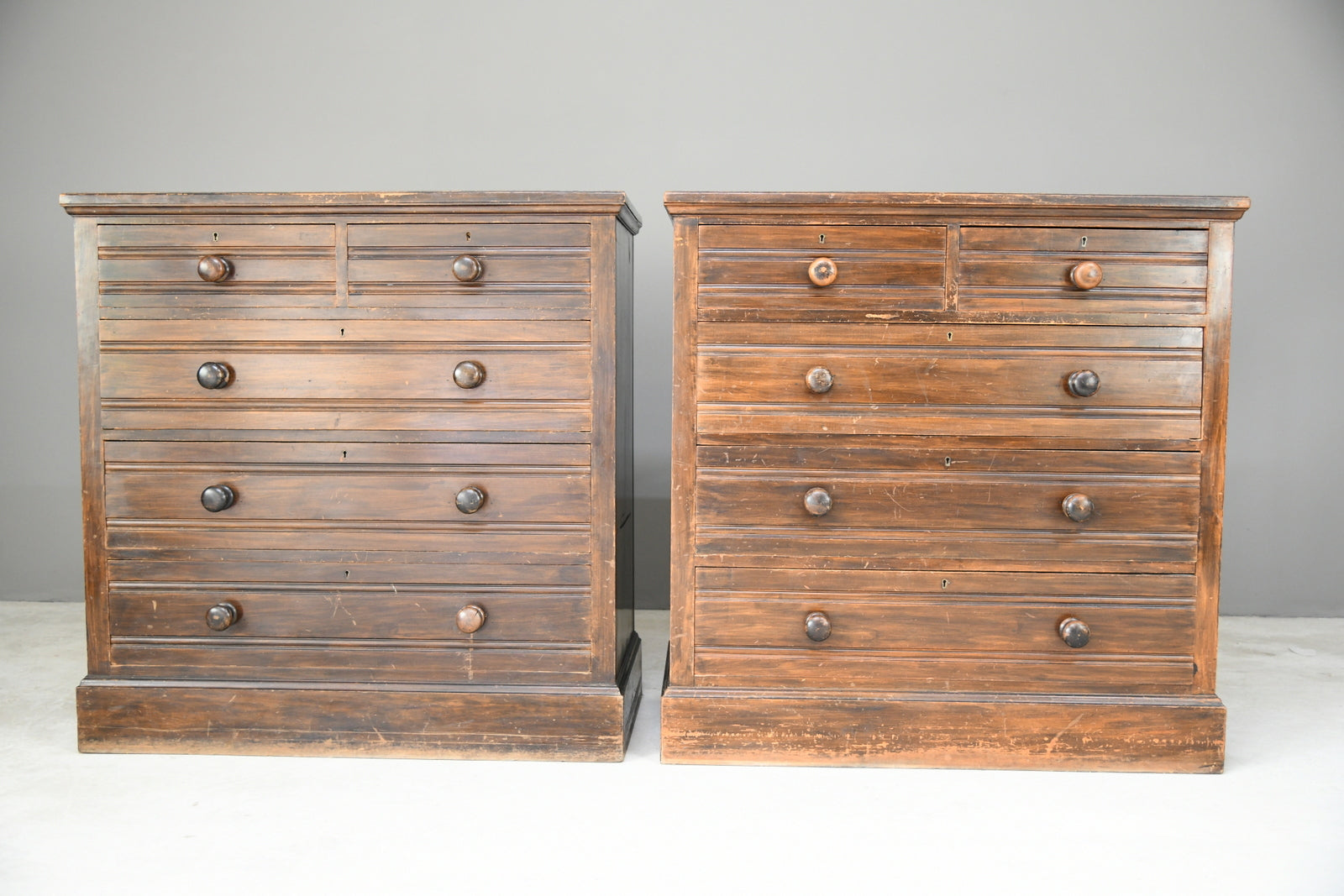 Pair Stained Beech Chest of Drawers