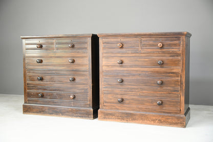 Pair Stained Beech Chest of Drawers