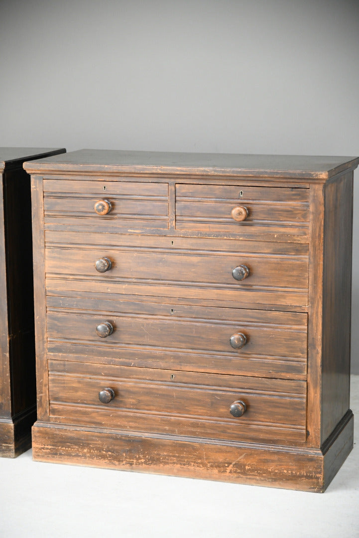 Pair Stained Beech Chest of Drawers