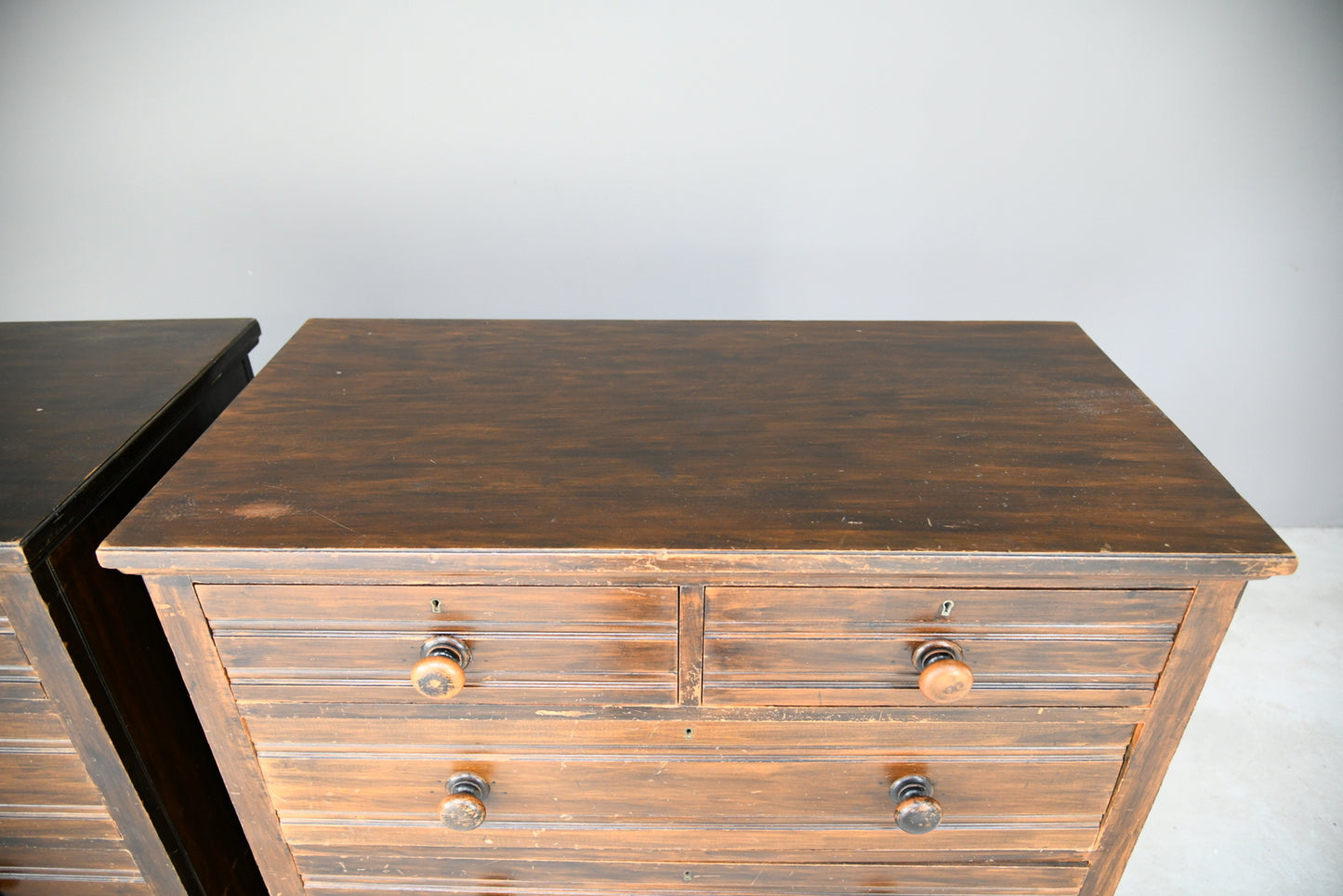 Pair Stained Beech Chest of Drawers