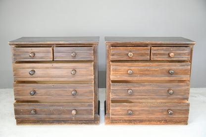 Pair Stained Beech Chest of Drawers