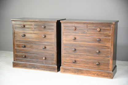 Pair Stained Beech Chest of Drawers