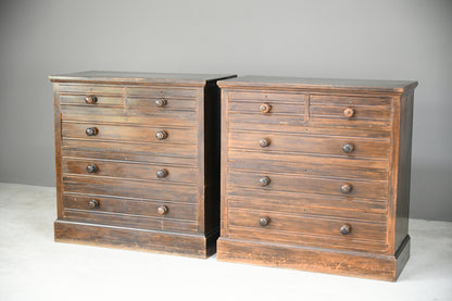 Pair Stained Beech Chest of Drawers