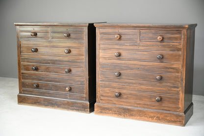 Pair Stained Beech Chest of Drawers