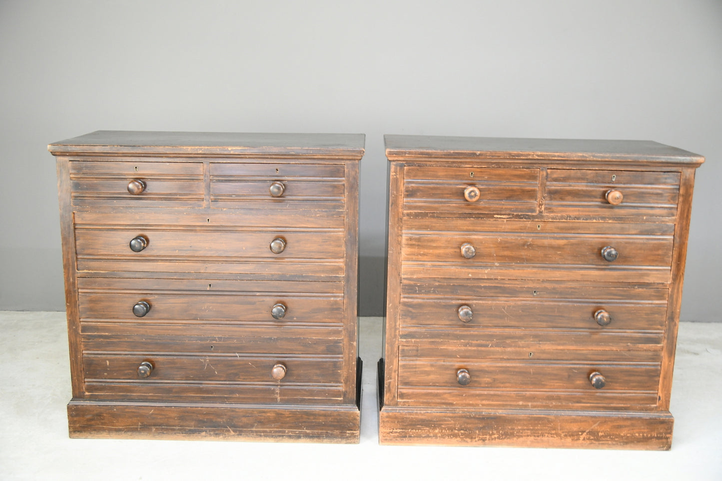 Pair Stained Beech Chest of Drawers