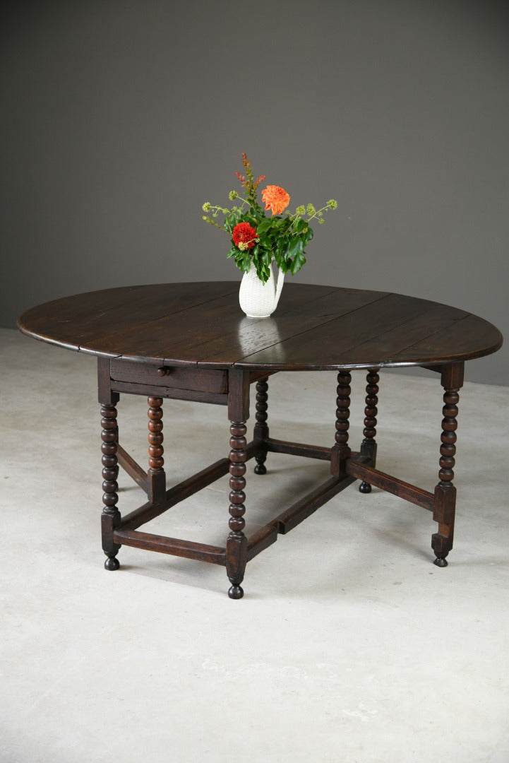 Rustic Oak Drop Leaf Dining Table