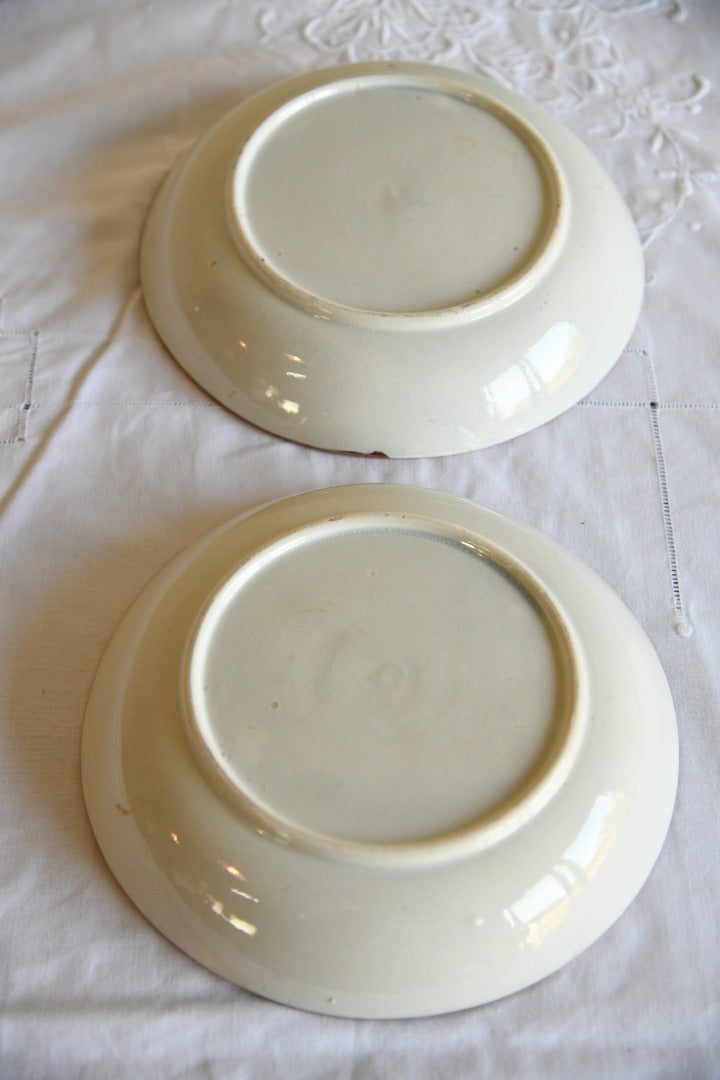 Pair Large Pink Lustre Saucers