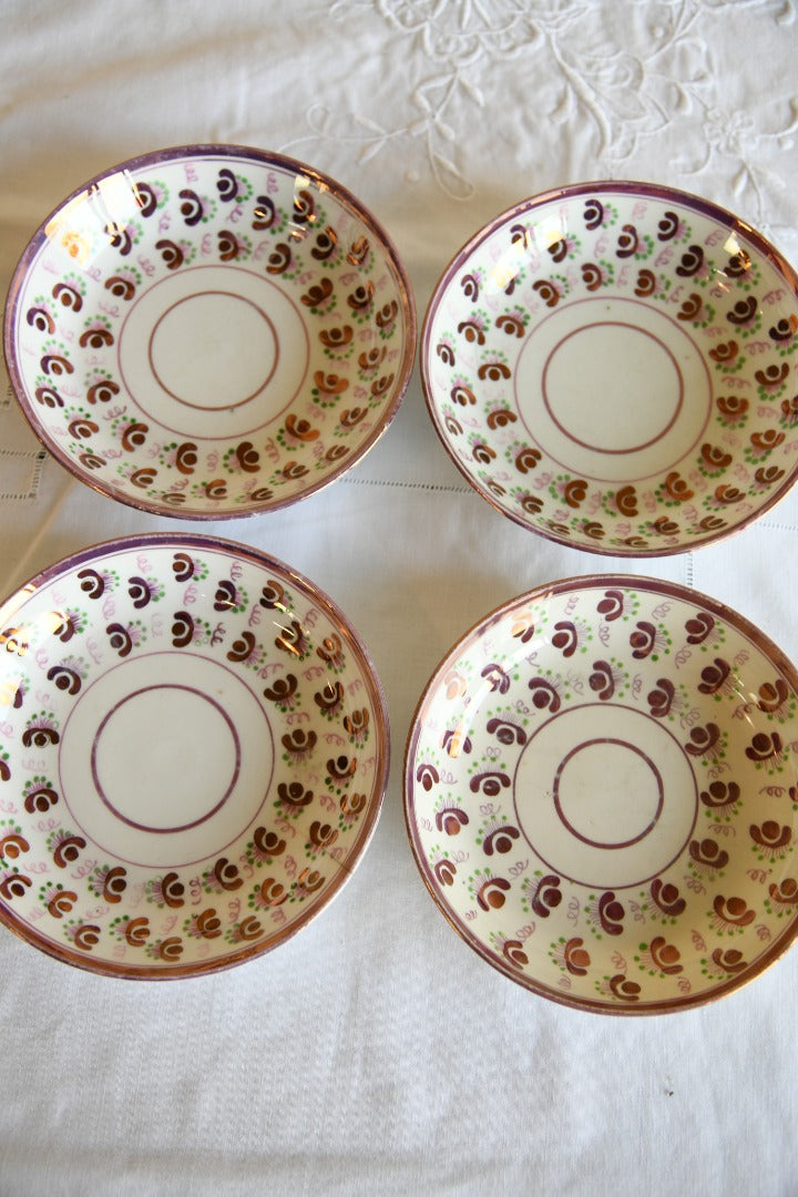 4 Pink Lustre Cups and Saucer