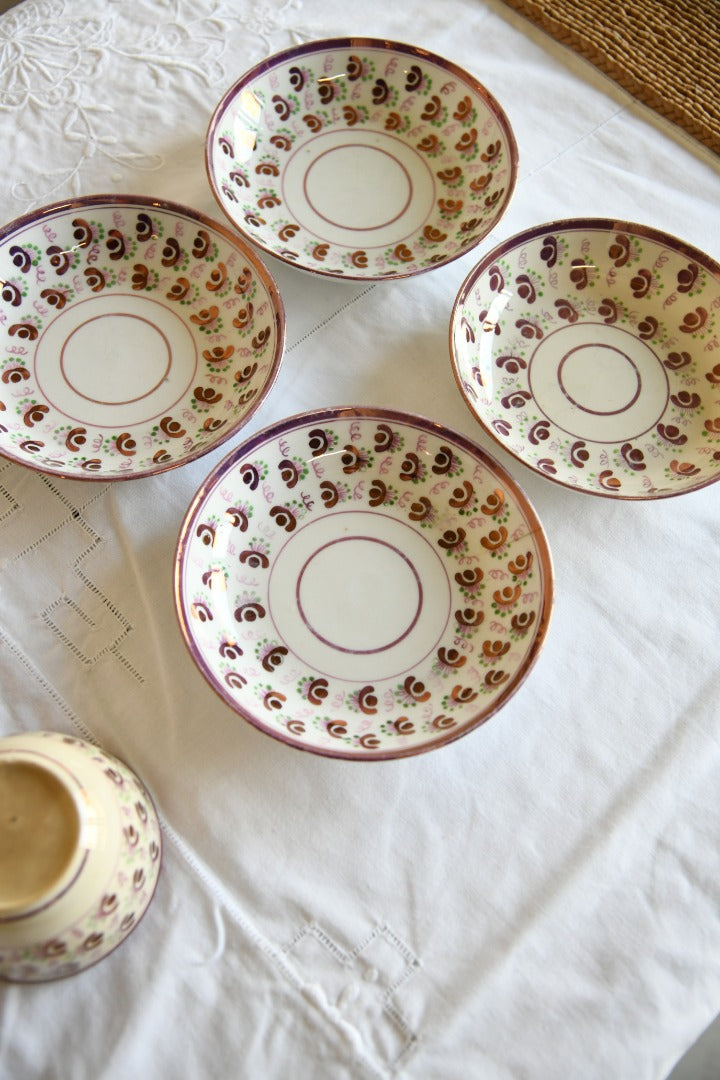 4 Pink Lustre Cups and Saucer