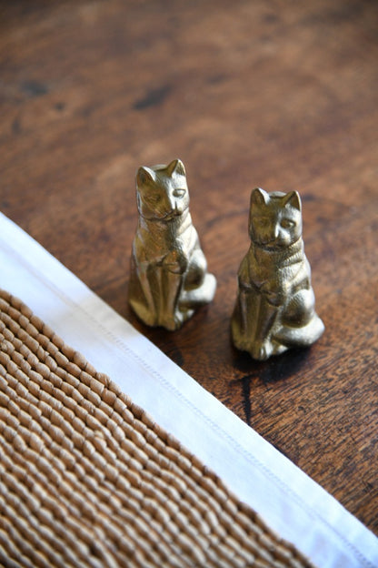 Pair of Kitsch Brass Cats