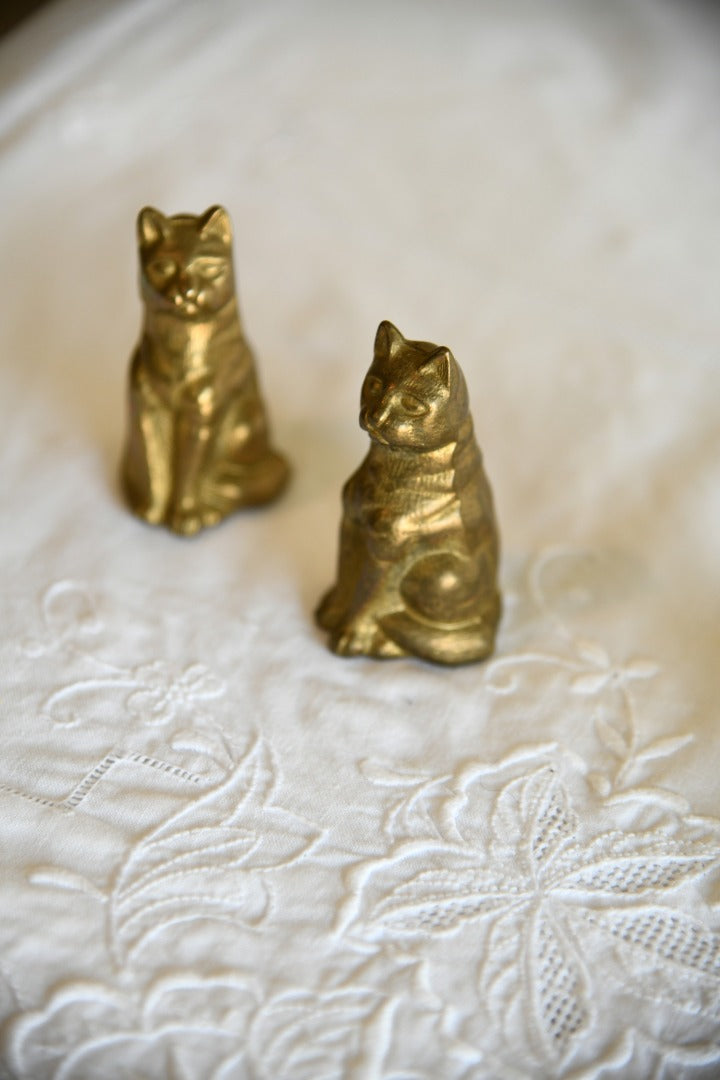 Pair of Kitsch Brass Cats