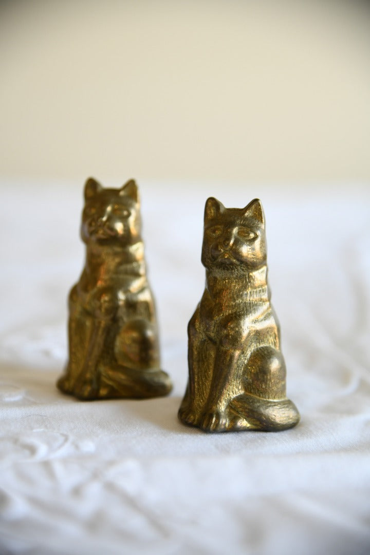 Pair of Kitsch Brass Cats