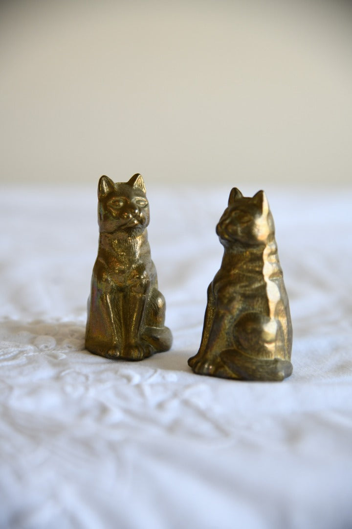 Pair of Kitsch Brass Cats