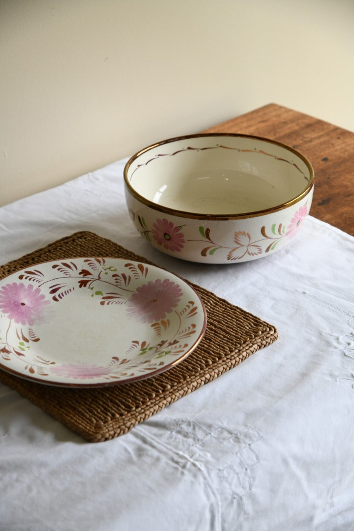 Grays Pottery Hand Painted Plate and Bowl