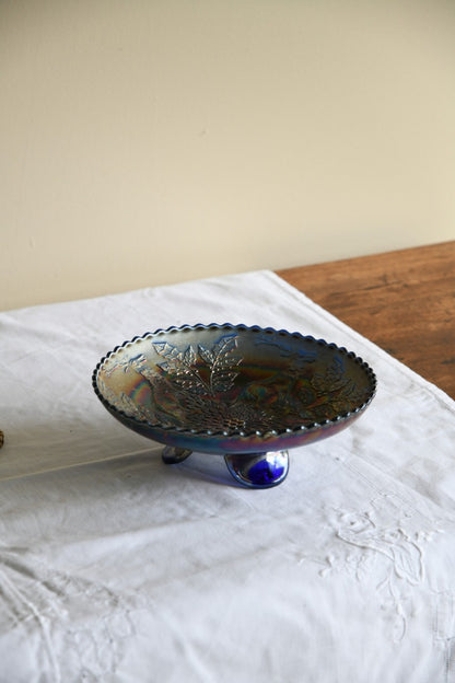 Blue Carnival Glass Bowl