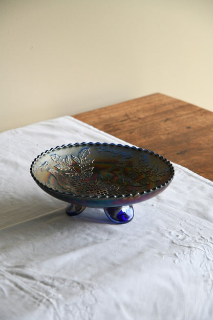 Blue Carnival Glass Bowl