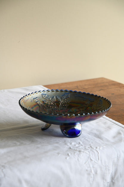 Blue Carnival Glass Bowl