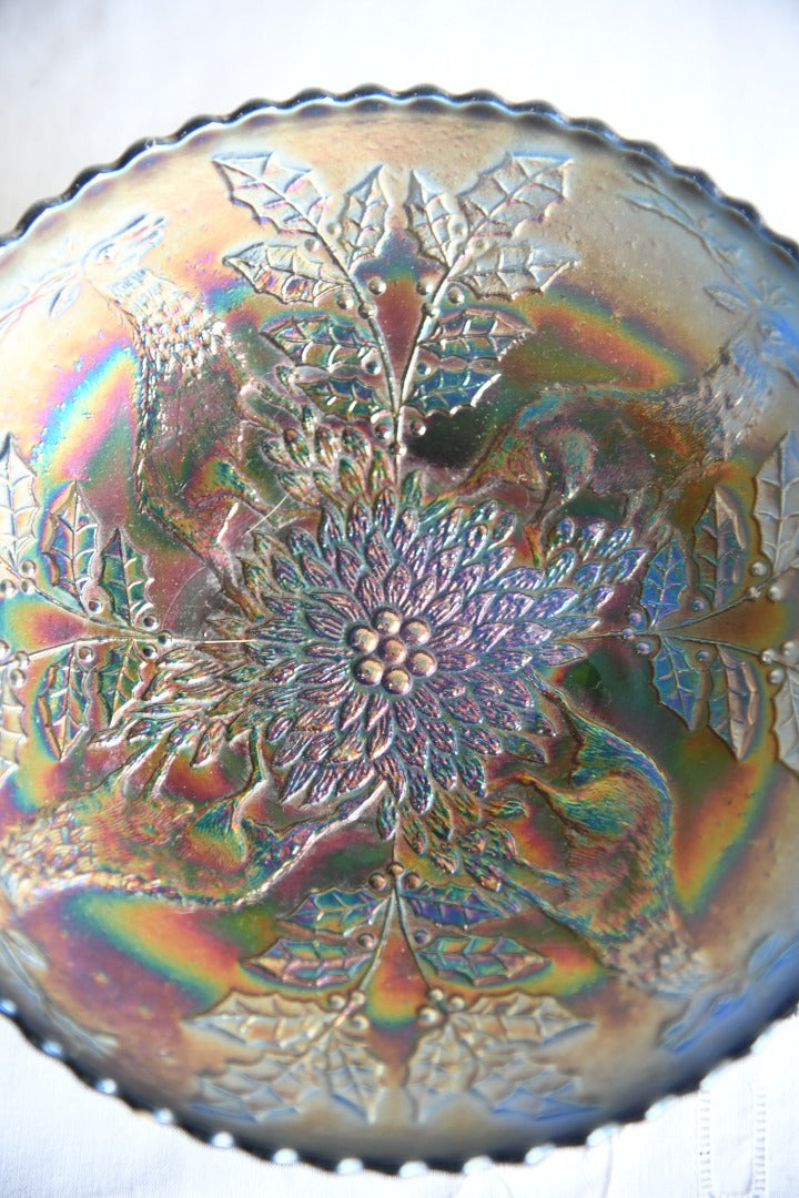 Blue Carnival Glass Bowl