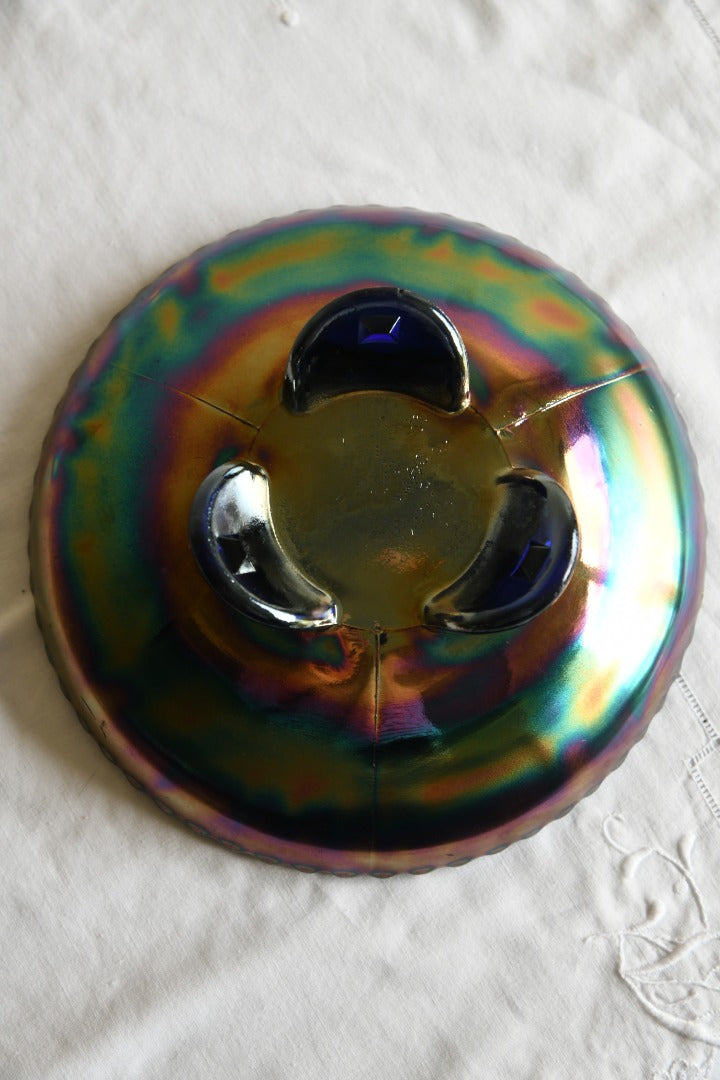 Blue Carnival Glass Bowl