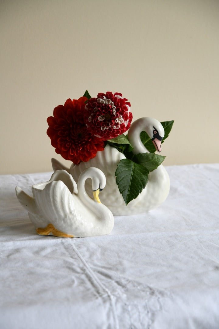 2 Swan Flower Posy Basket