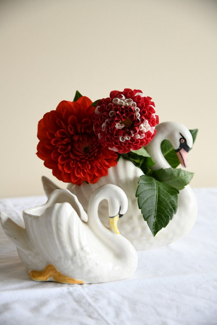 2 Swan Flower Posy Basket