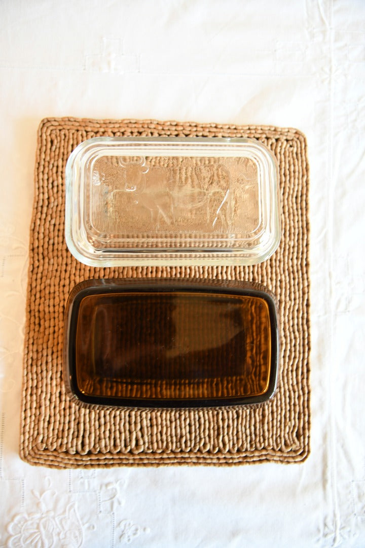 2 x Glass Butter Dish