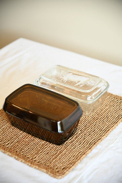 2 x Glass Butter Dish