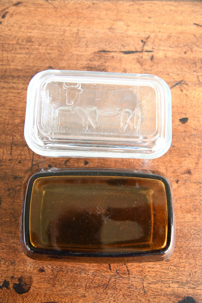 2 x Glass Butter Dish