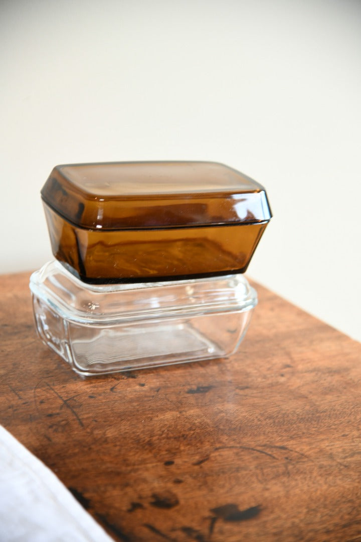 2 x Glass Butter Dish