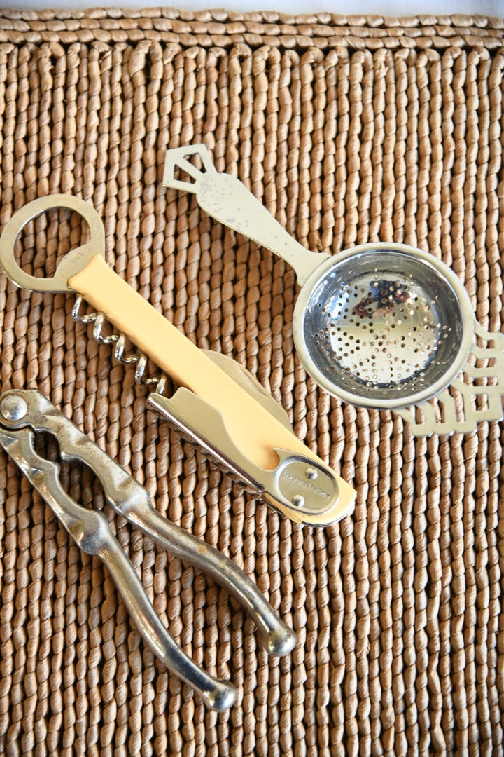 Vintage Kitchenware - Bottle Opener Tea Strainer Nut Cracker