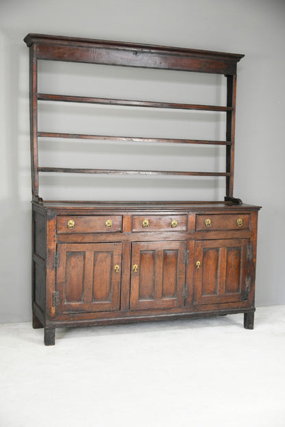 Antique Rustic English Country Kitchen Georgian Oak Dresser