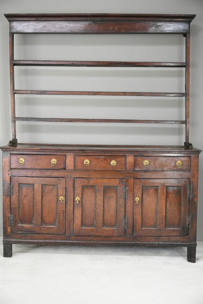 Antique Rustic English Country Kitchen Georgian Oak Dresser