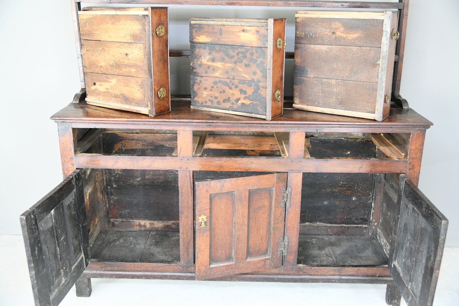 Antique Rustic English Country Kitchen Georgian Oak Dresser