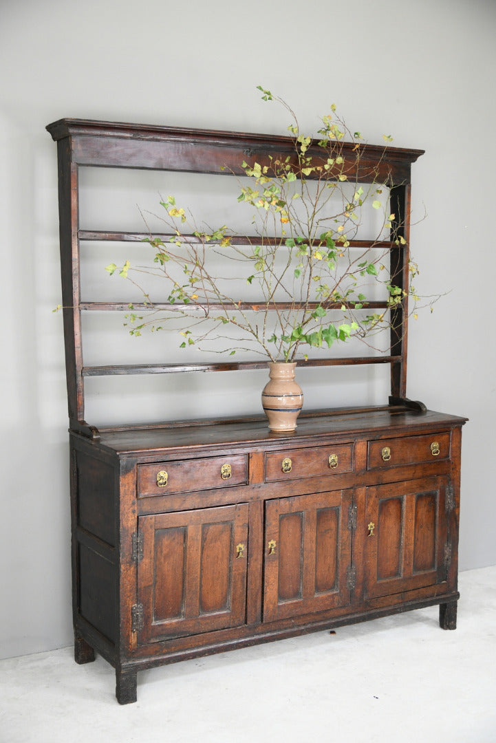 Antique Rustic English Country Kitchen Georgian Oak Dresser