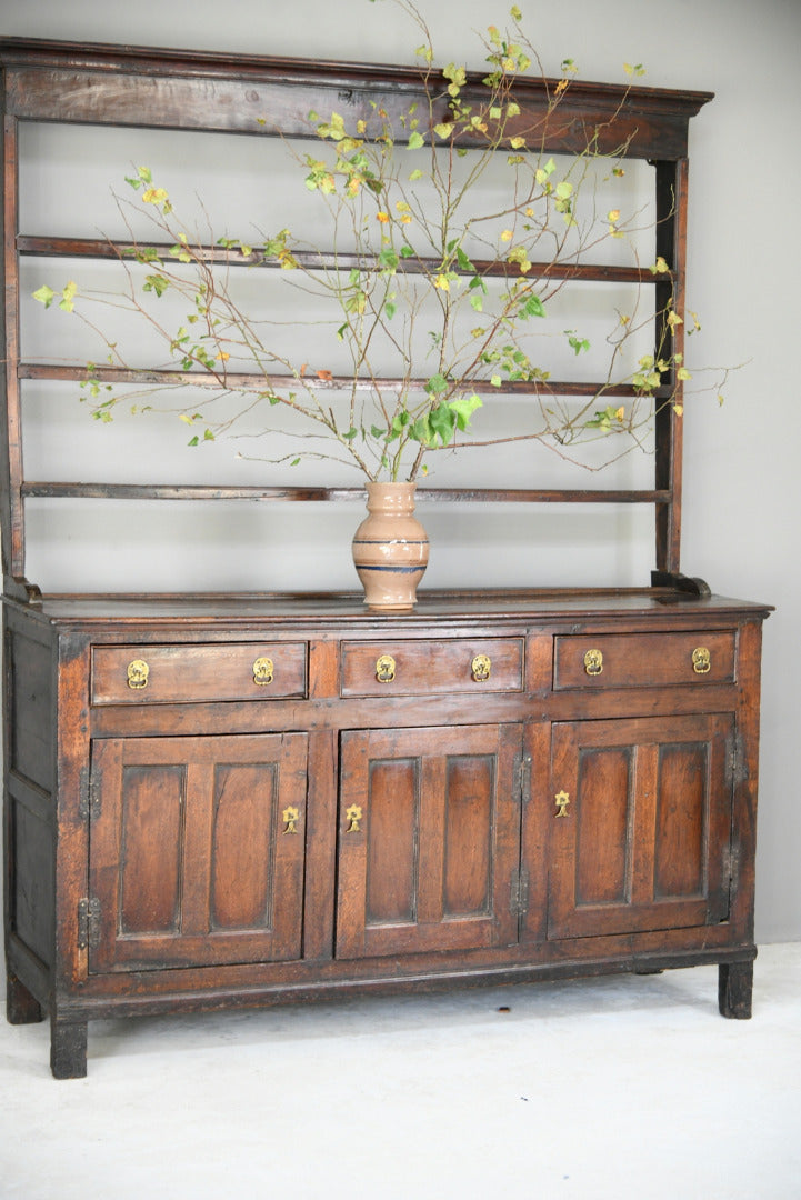 Antique Rustic English Country Kitchen Georgian Oak Dresser