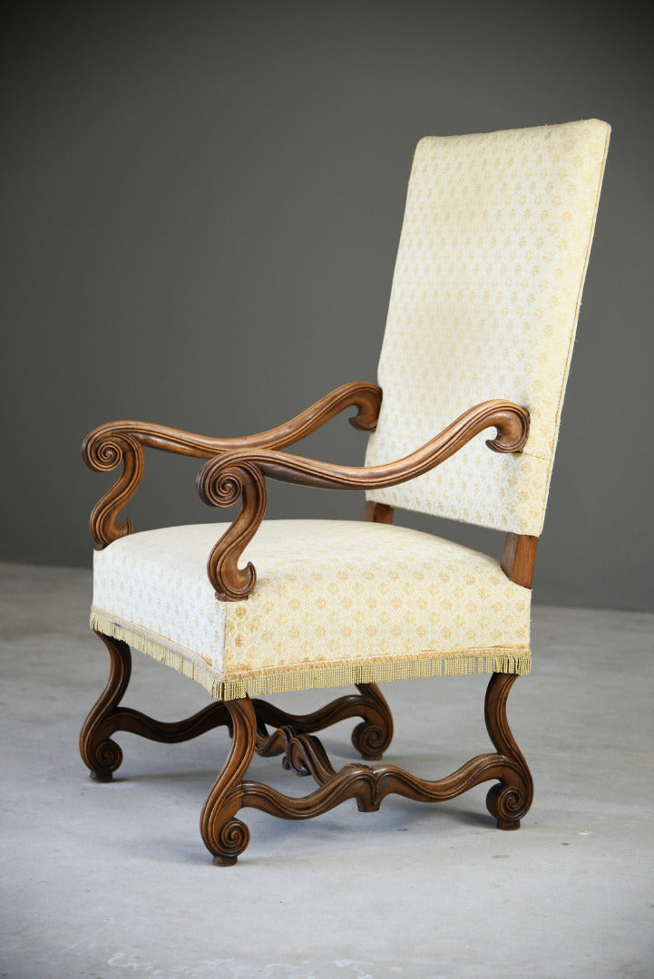 French Walnut Open Arm Chair