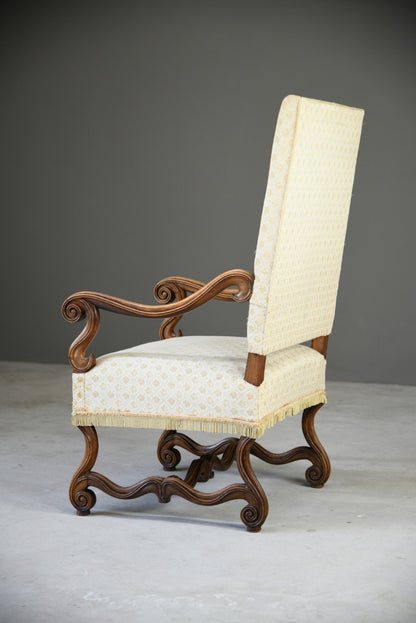 French Walnut Open Arm Chair