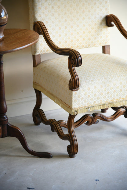 French Walnut Open Arm Chair