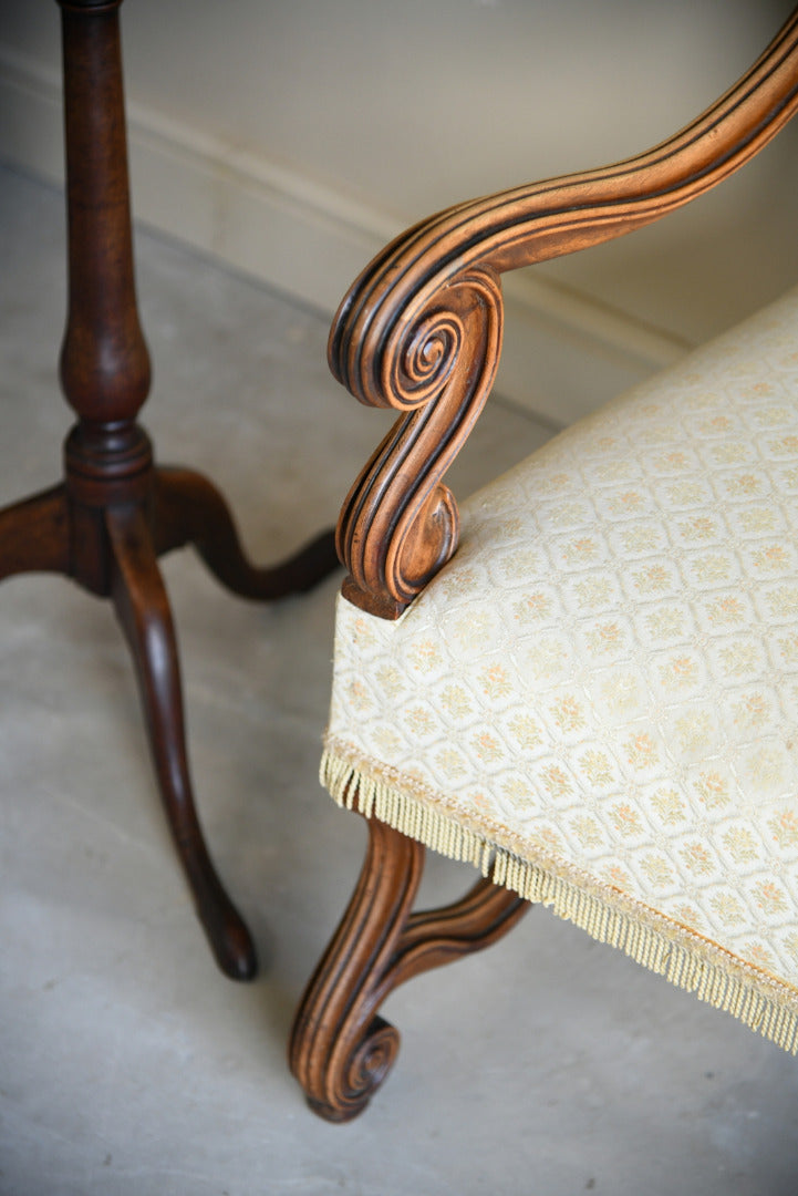 French Walnut Open Arm Chair