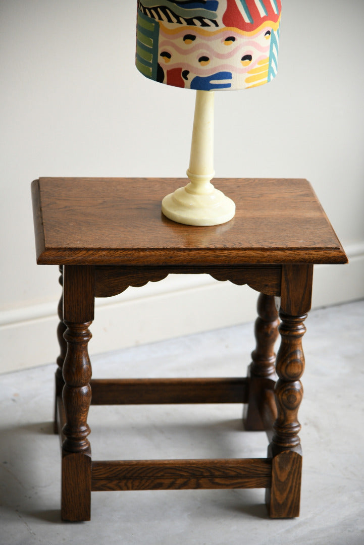 Pair Rustic Country Style Oak Stools