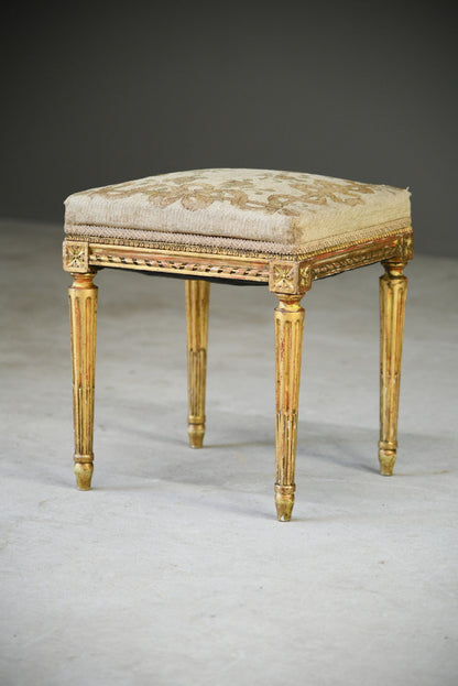 Square French Style Gilt Stool