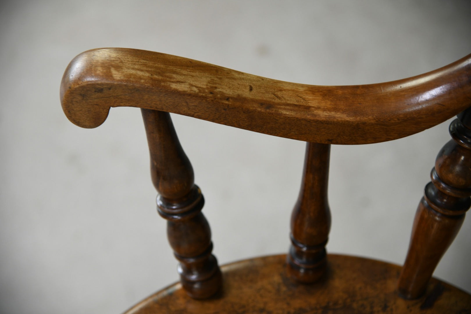 Antique Beech Spindle Back Penny Carver Chair