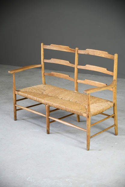 Arts & Crafts Beech & Rush Bench